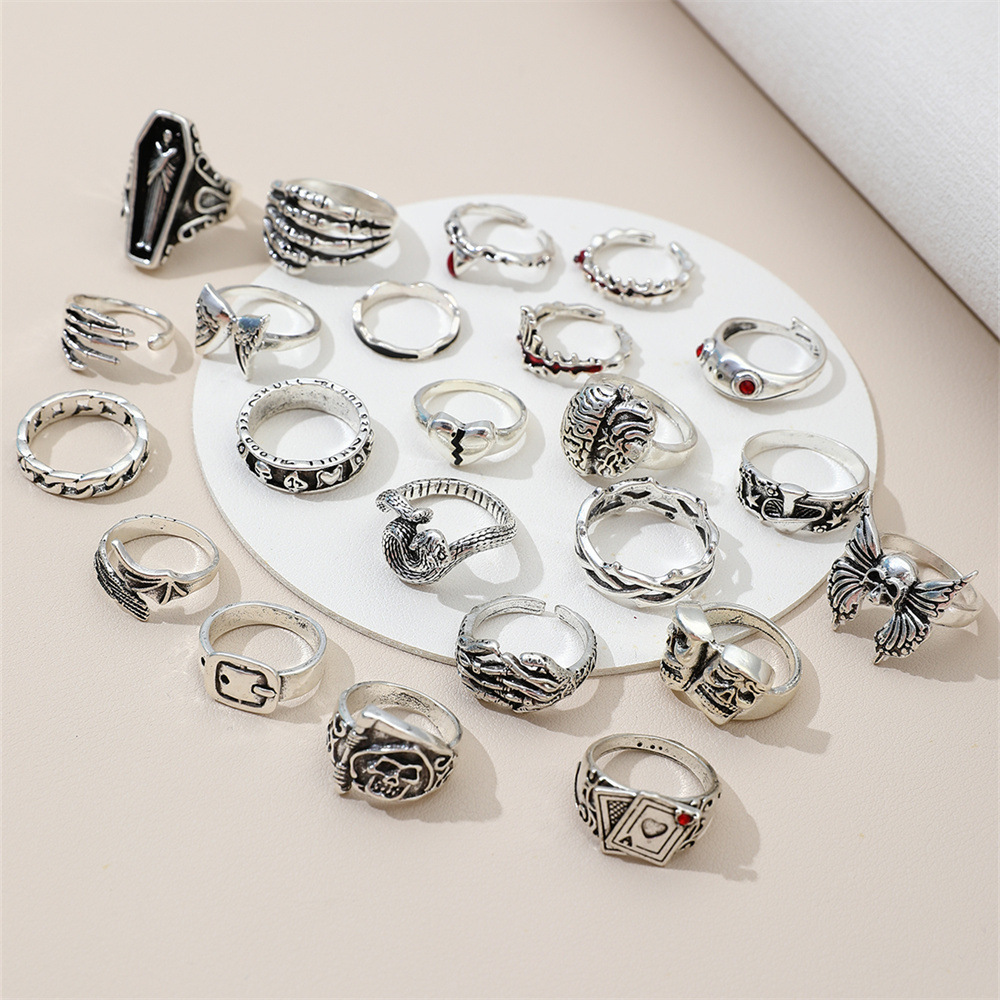 23Pcs Punk Geometric Knuckle F - Vintage Punk Knuckle Rings Set ulasan dan harga