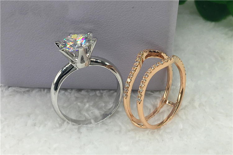 Custom Solid 18K Au750 White G - Moissanite Engagement Ring 1 Carat ulasan dan harga