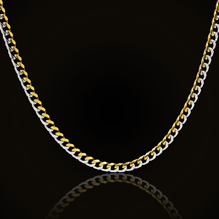 316L Stainless Steel Two Tone  - Cuban Link Chain 12Mm ulasan dan harga
