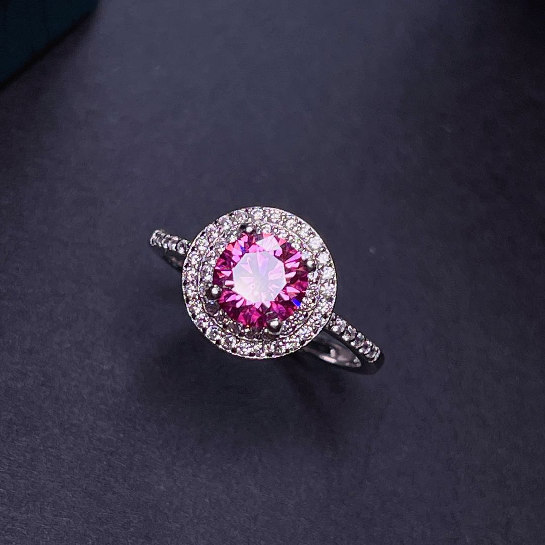 New Crackling Pink Moissanite  - Moissanite Engagement Ring 1 Carat ulasan dan harga