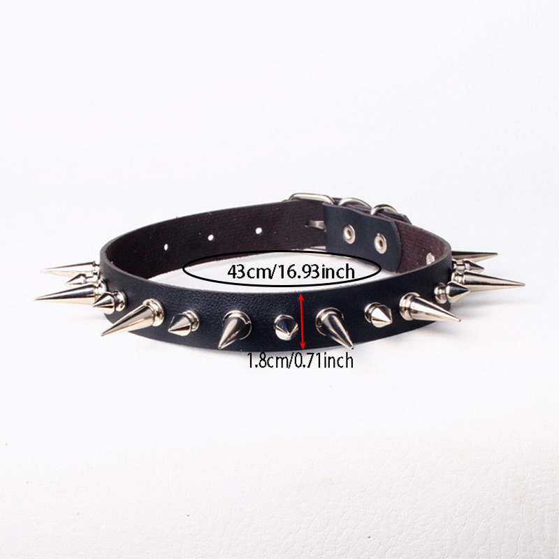 Punk Long Spike Choker Faux Le - Goth Punk Spike Choker ulasan dan harga