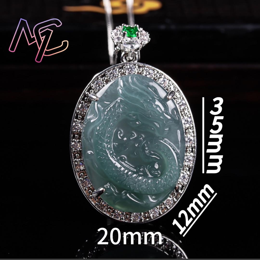 Myanmar Jadeite Dragon Pendant - 925 Sterling Silver Chain Necklace Men ulasan dan harga