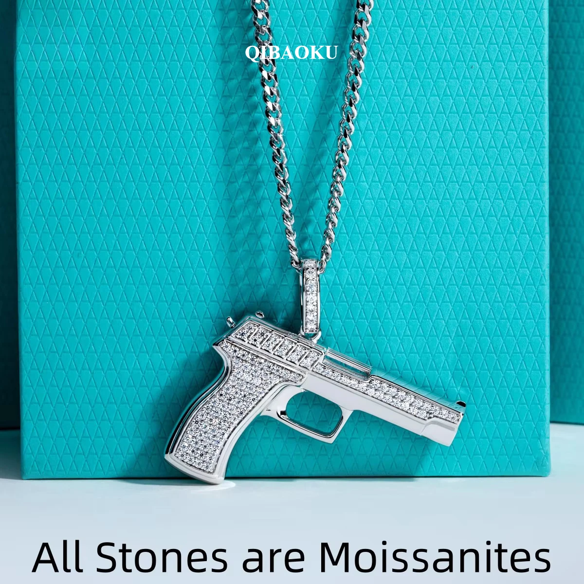 FCGJHW Moissanite Gun Pendant  - 925 Sterling Silver Chain Necklace Men ulasan dan harga