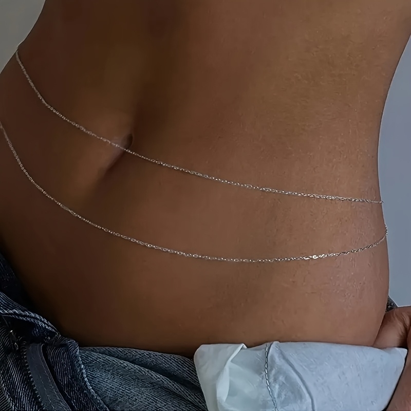 1Double-Layer Gold Metal Waist - Body Jewelry ulasan dan harga