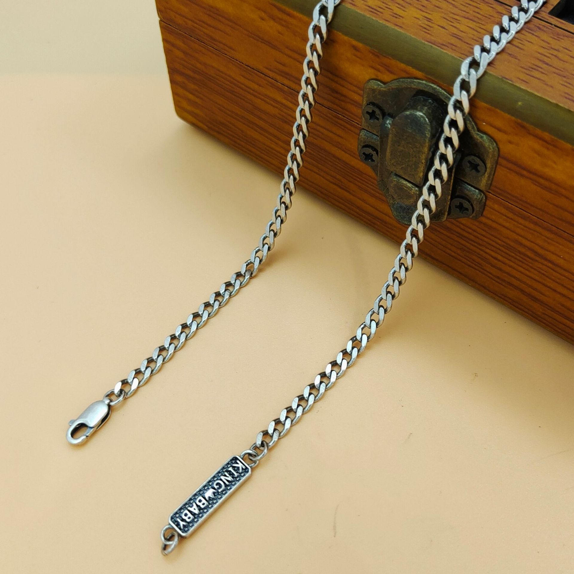 S925 sterling silver trendy pe - 925 Sterling Silver Chain Necklace Men ulasan dan harga